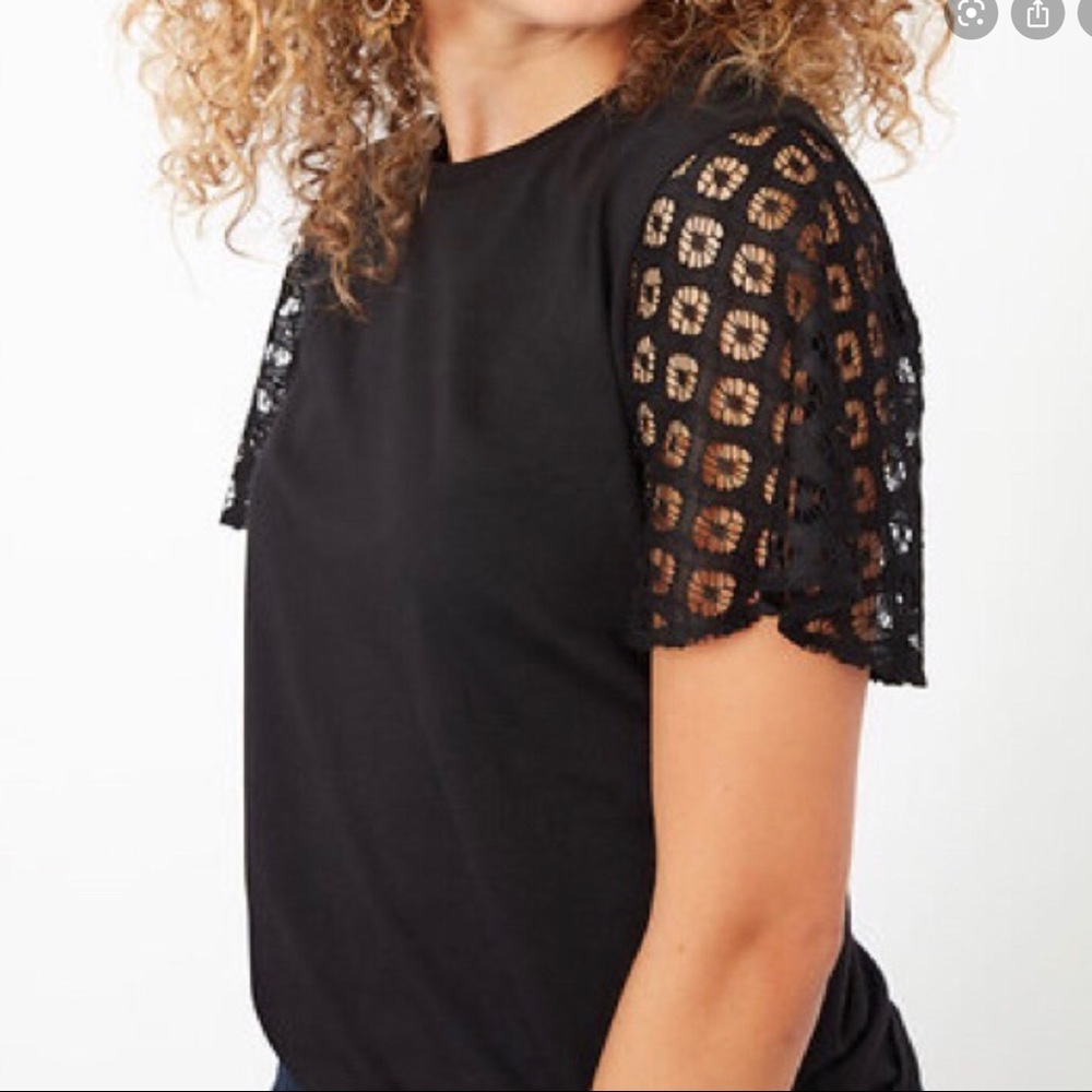 Stella & Dot Maette Eyelet sleeve knit shirt